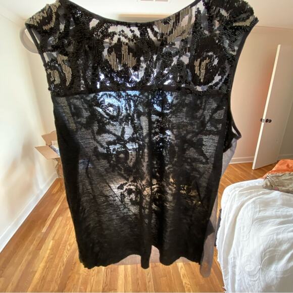 AllSaints x Revolve Beaded top Womens Size 6 Hand Embellished Sequin Sheer Sexy - Picture 1 of 8